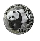 2002 Chinese .999 Fine Silver 1 oz.  Panda 10 Yuan Coin in Capsule