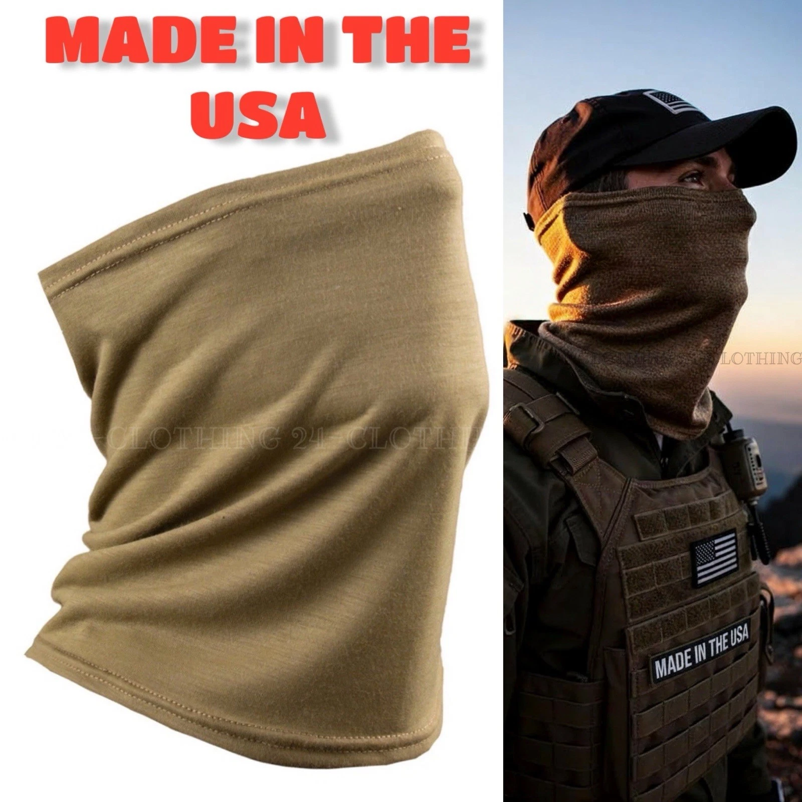 XGO Lightweight FR Flame Retardant Multi-Use Neck Gaiter Tan 499 One Size USA