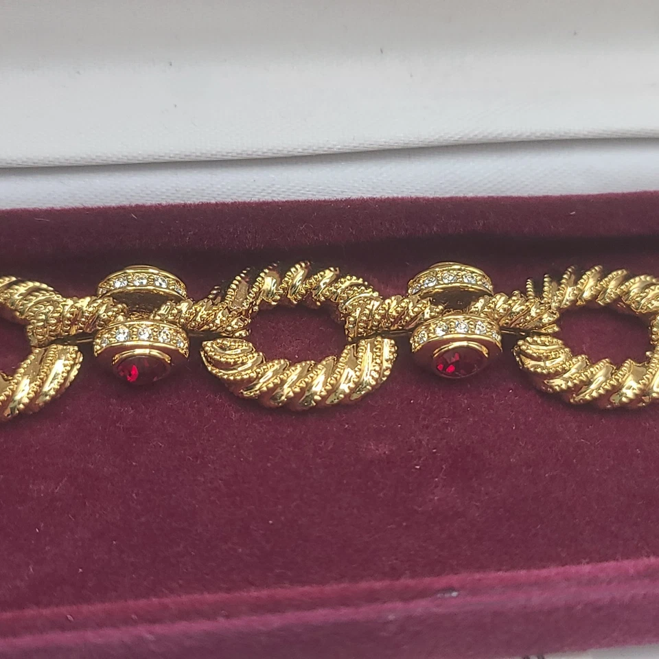 Pulsera Camrose Kross JBK Estrás Rojo Tono Dorado Con Caja 7-8" Foto 4 de 4