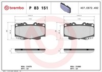 Brembo Bremsbelagsatz, Scheibenbremse P 83 151 FüR Toyota