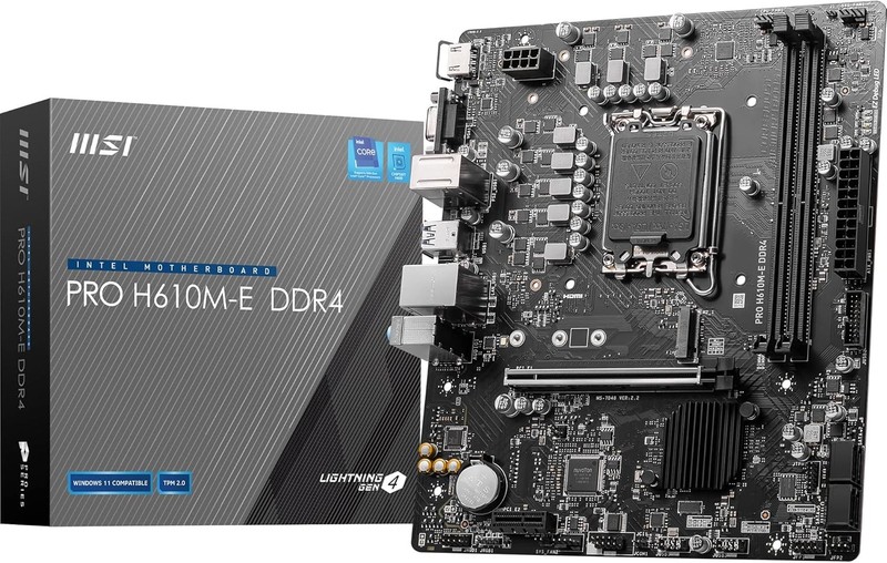 MSI PRO H610M-E DDR4 Intel H610 Socket 1700 DDR4 3200MHz mATX Gaming (Gamer)