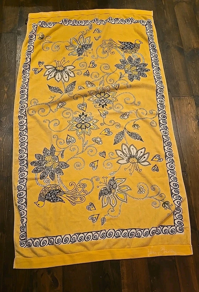 Vera Bradley Designer Floral Beach Towel Yellow Bird 2008 Retired Floral - Image 2 of 4