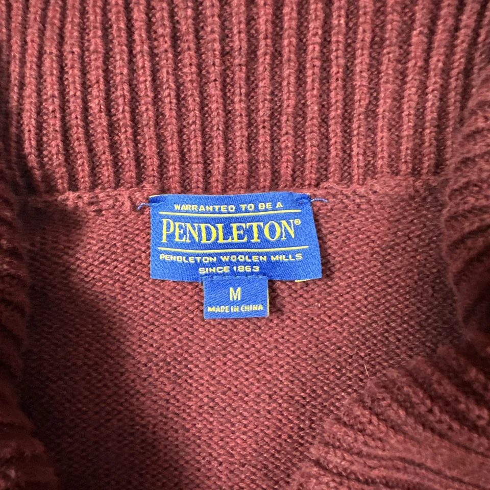 Suéter Pendleton Mujer Botón Frontal Chal Cuello Borgoña Talla-M #2361 Foto 3 de 4