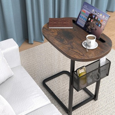 Fashion Couch Side Table with Large Tabletop, Tv Tray Table Adjustable Height...
