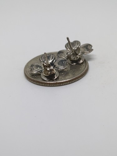 Vintage Sterling Silver 925 Flower Stud Earrings - Picture 5 of 5