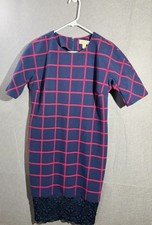 Michael Kors MacIntosh Dress Woman's 8 Blue Plaid Work Lace Back Zip Up