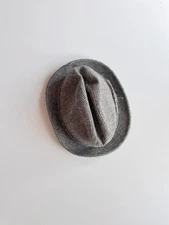 Vintage STETSON Grey Herringbone Wool Trilby Tweed Fedora Hat, Size XL