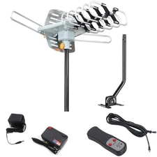 HDTV 1080P Outdoor Amplified Rotation Antenna HD TV 36dB UHF VHF 150Mile + Pole