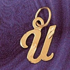 Initial U Charm Pendant 14k Gold 0.8 Grams 