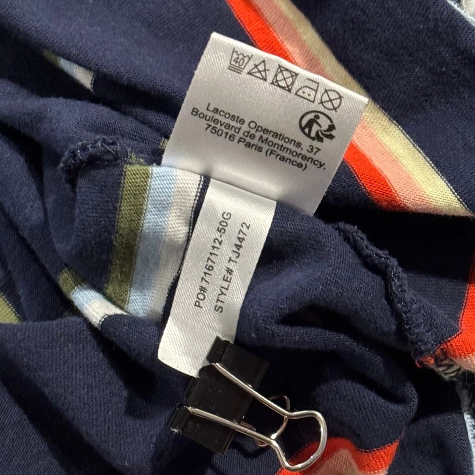 Top Lacoste Niñas Logo Cocodrilo Preppy Rayas Azul Talla 10 GL Foto 4 de 4