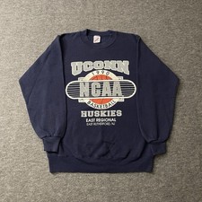 Vtg 1990 UConn Huskies Sweatshirt Men s Medium Navy Blue Connecticut Basketball