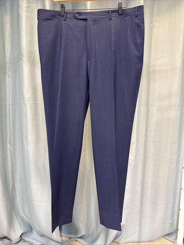 Canali Suit Pants, 37x28, Blue, 100%wool