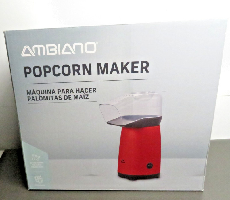 NEW! Ambiano Popcorn Maker , Oil Free Popping For A Light Healthy Snack RED *