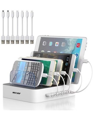 Charging Station for Multiple Devices : 5 Port Multi USB-A Charger Stations M...