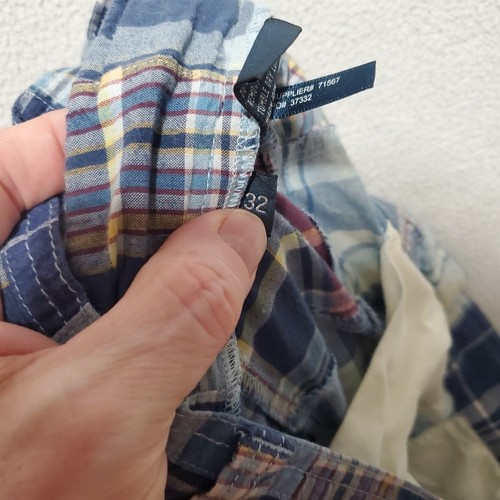 Polo Ralph Lauren Shorts Men 36 Blue Cargo Indigo Madras Plaid Patchwork VTG Dad - Picture 12 of 12