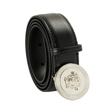 Versace Black 100 Leather Silver Medusa Head Logo Decorated Belt US 34 IT 85