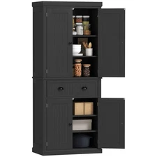 Tall Colonial Style Free Standing Kitchen Pantry Storage Cabinet