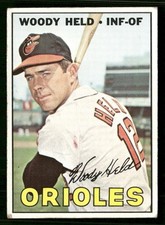 1967 Topps #251 Woodie Held (RED Ink On Back)