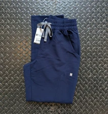 New Figs Dowa High Waisted relaxed Scrub Pants Bottoms SP small Petite navy Blue