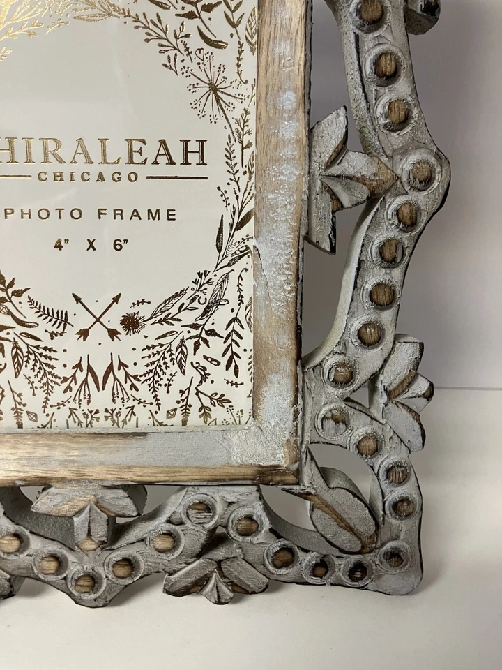 Shiraleah Chicago 4x6 Photo Frame Carved Wood Rustic Shabby Chic Farmhouse NEW - Image 4 of 4