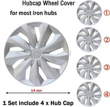 4pc Silver For Wheel Rim Cover For R14 Hubcaps For 2000-2005 Toyota Echo 4pc Silver For Wheel Rim Cover For R14 Hubcaps For 2000-2005 Toyota Echo