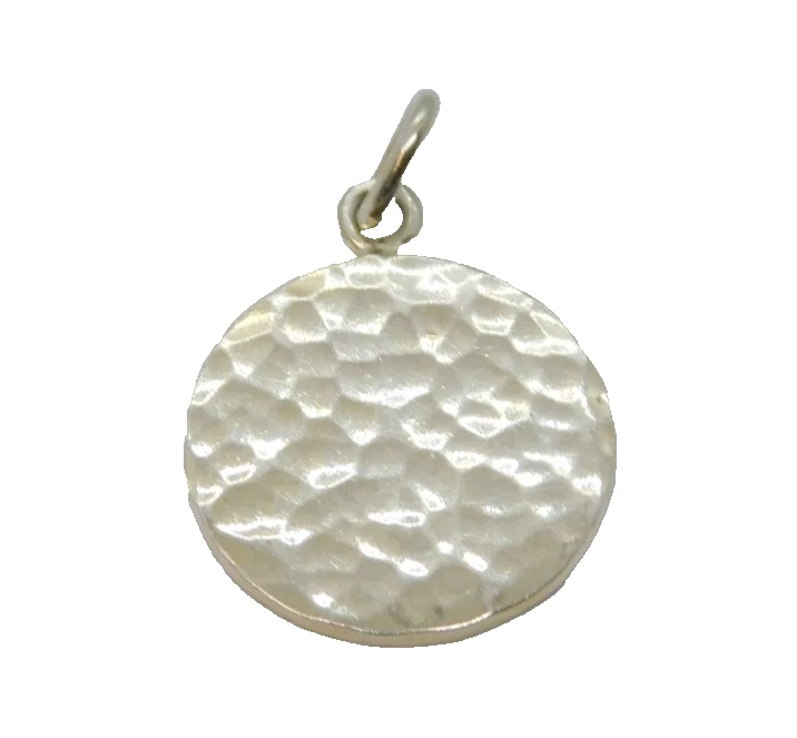 Sterling Silver Small Round Hammered Disc Charm Pendant Vintage c1970