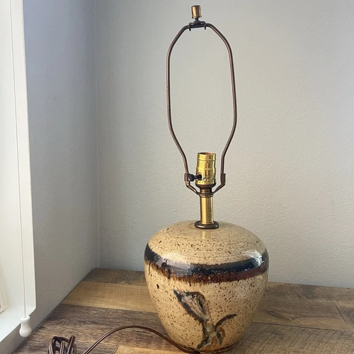 Pottery Lamp Signed Vintage