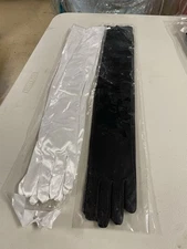 2 Pair Of Long GLOVES PROM WEDDING BRIDAL PARTY WHITE And Black QUINCEANERA