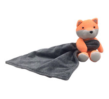 Carters Fox Lovey Security Blanket Orange Gray Plush Rattle Baby Toy