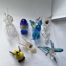 Handmade Glass Hummingbird Bird Figurines Lot of 8 Collectible Mixed Colors