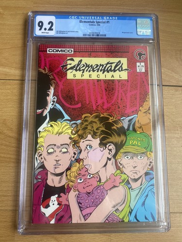 CGC 9.2 White Pages/Wrap Around Cover Elementals Special #1 3/1986 Hard To Find - Afbeelding 1 van 11