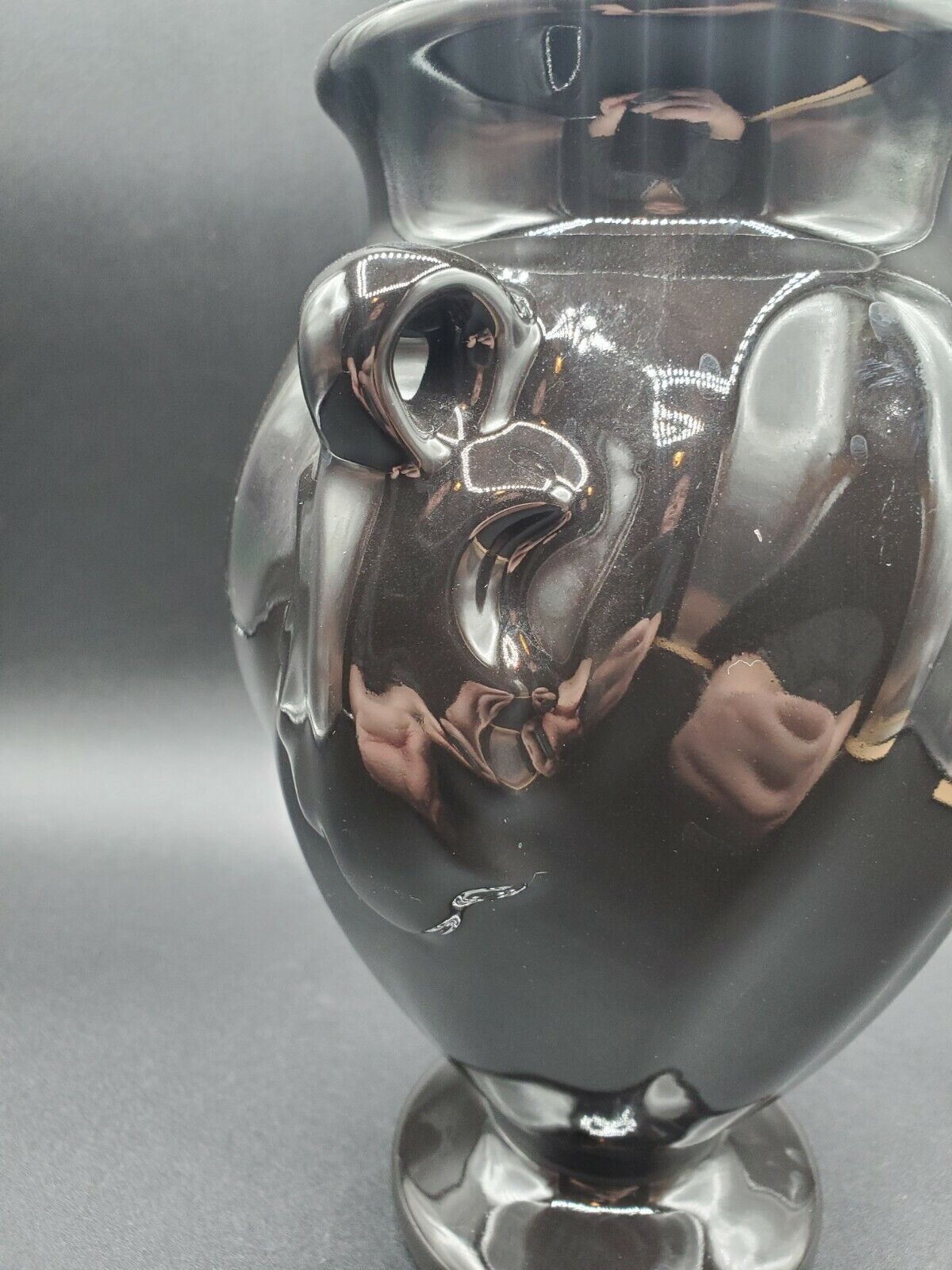 Vintage Black florist Haeger pottery vase 9" Tall