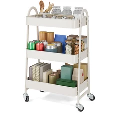 3-Tier Small Rolling Metal Storage Organizer Mobile Utility Cart Kitchen Cart