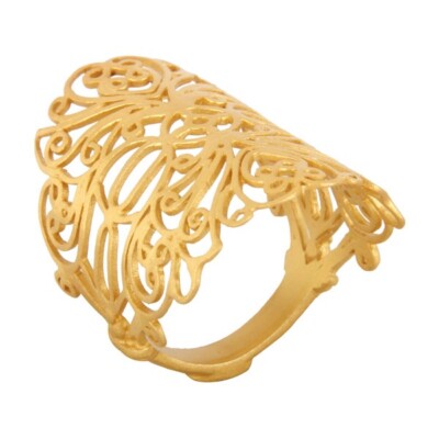 Filigree Long Midi Finger Knuckle Ring 18K Yellow Gold Plated Trendy Women Ring