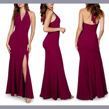 NWT 268 Dress the Population  Small  Shiloh Halter Trumpet Gown Magenta G902