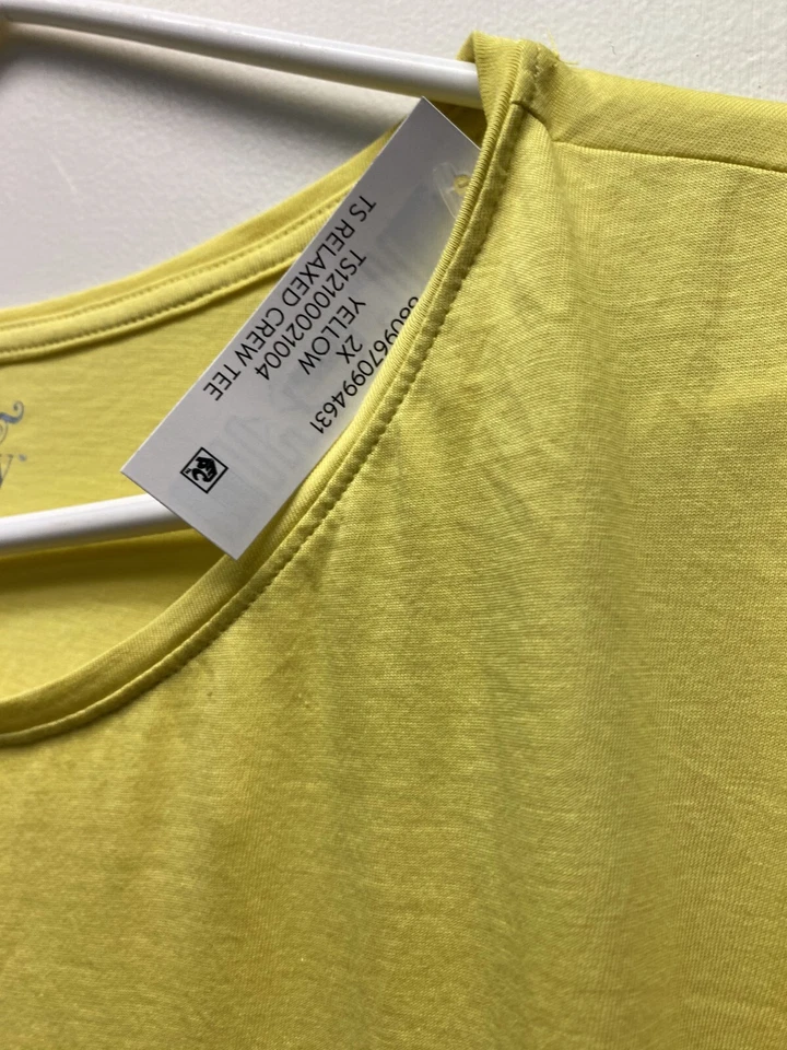 Camiseta Terrace Sky para mujer 2X amarilla cuello redondo manga corta ropa informal Foto 3 de 3