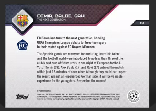 Gavi, Yusuf Demir & Alex Balde 2021 Topps Now #18 UEFA UCL Rookie - Bild 2 von 2