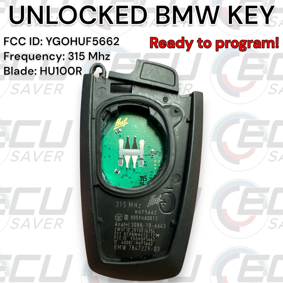 🔥 OEM BMW SMART KEY FOB KEYLESS REMOTE YGOHUF5662 4 BUTTON 315Mhz UNLOCKED 🔥 - Image 4 of 4