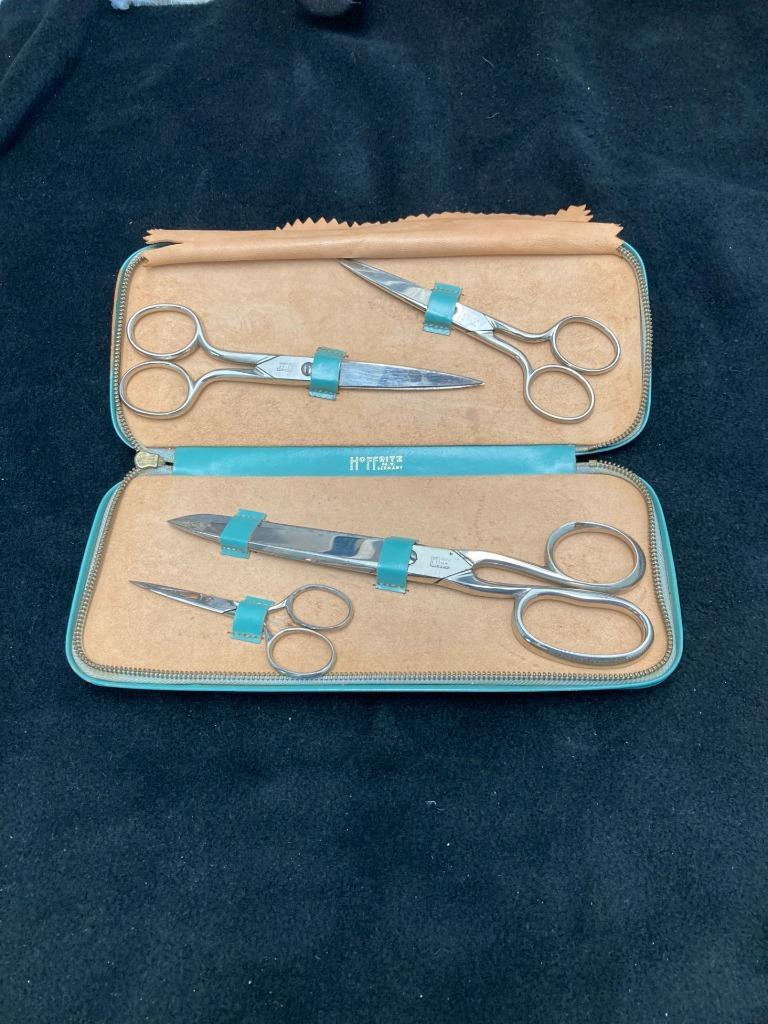 HOFFRITZ Antique Complete Cased Set Of 4 Steel Sewing Scissors Made In Germany eBay