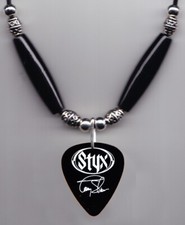 Styx Tommy Shaw Signature Black Guitar Pick Necklace - 2005 European Tour