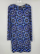 MICHAEL KORS Long Sleeve Dress Women’s Size Small Navy Blue White Back Zip EUC