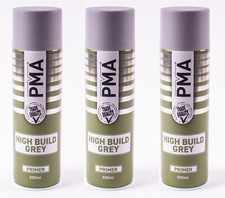 3x High Build Primer - 500ml Spray On Paint - PMA Grey Aerosol High Coverage