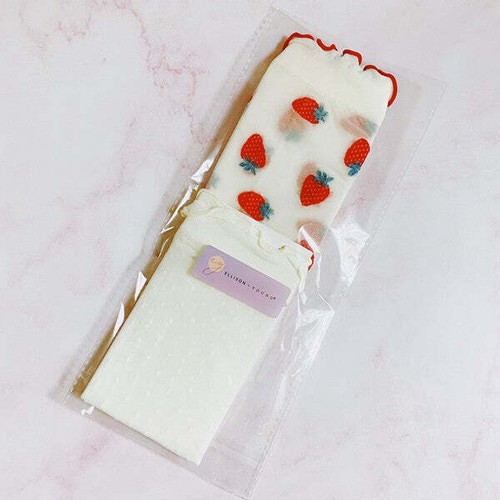 Dots And Strawberries Sheer Socks Set Of 2 Pairs - Picture 4 of 7
