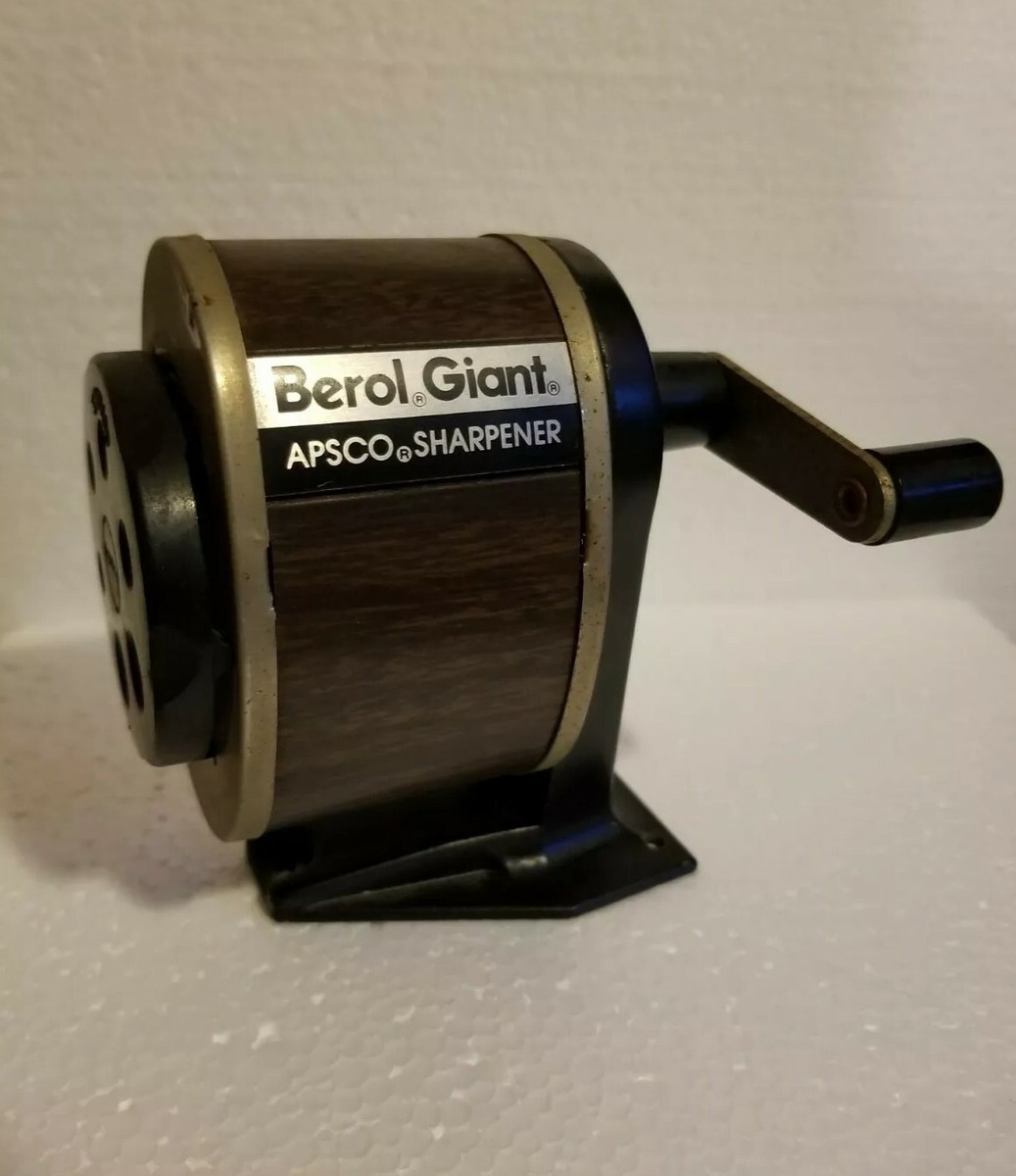 RARE Vtg Berol Giant Apsco Pencil Sharpener Hand Crank 6 Hole Wood