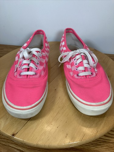 neon pink checkered vans