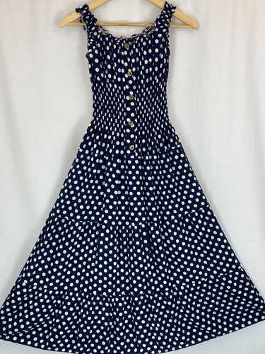Womens Elasticated Bardot Off Shoulder Polka Dot Summer Ladies Long Maxi Dress - Picture 21 of 23