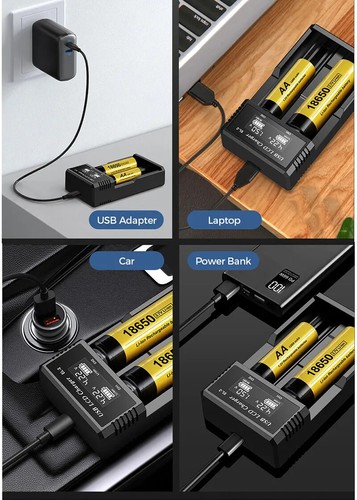 USB LCD Battery Smart Charger 1 / 2 Slots Dual for 3.7V Rechargeable Lithium Bat - Picture 9 of 26