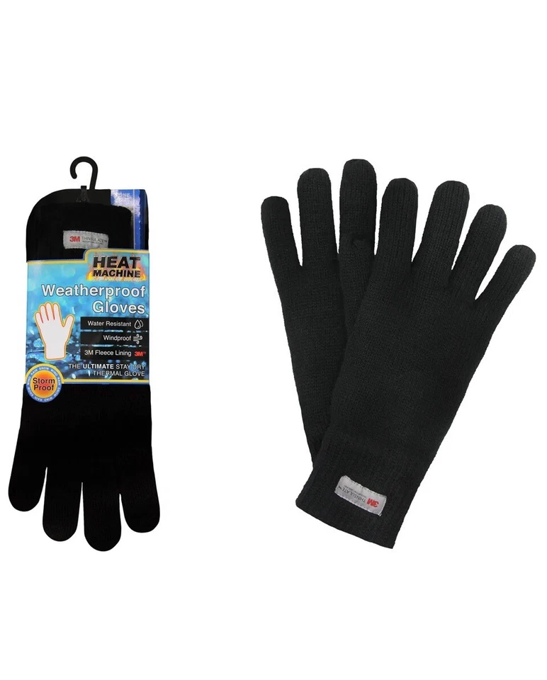Mens Weatherproof Gloves Water Resistant Winter 3M Thinsulate Thermal Warm - Image 2 of 2