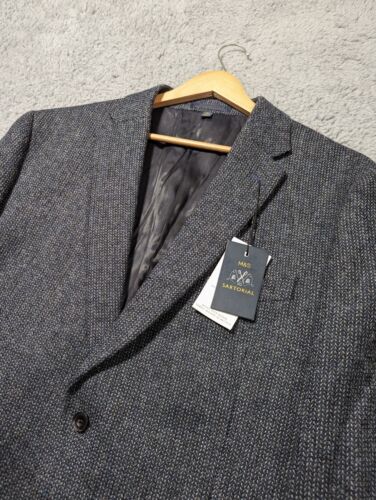Marks and Spencer Moon Wool Tweed Suit Jacket Mens 46R Grey Blazer Sartorial New - Picture 2 of 16