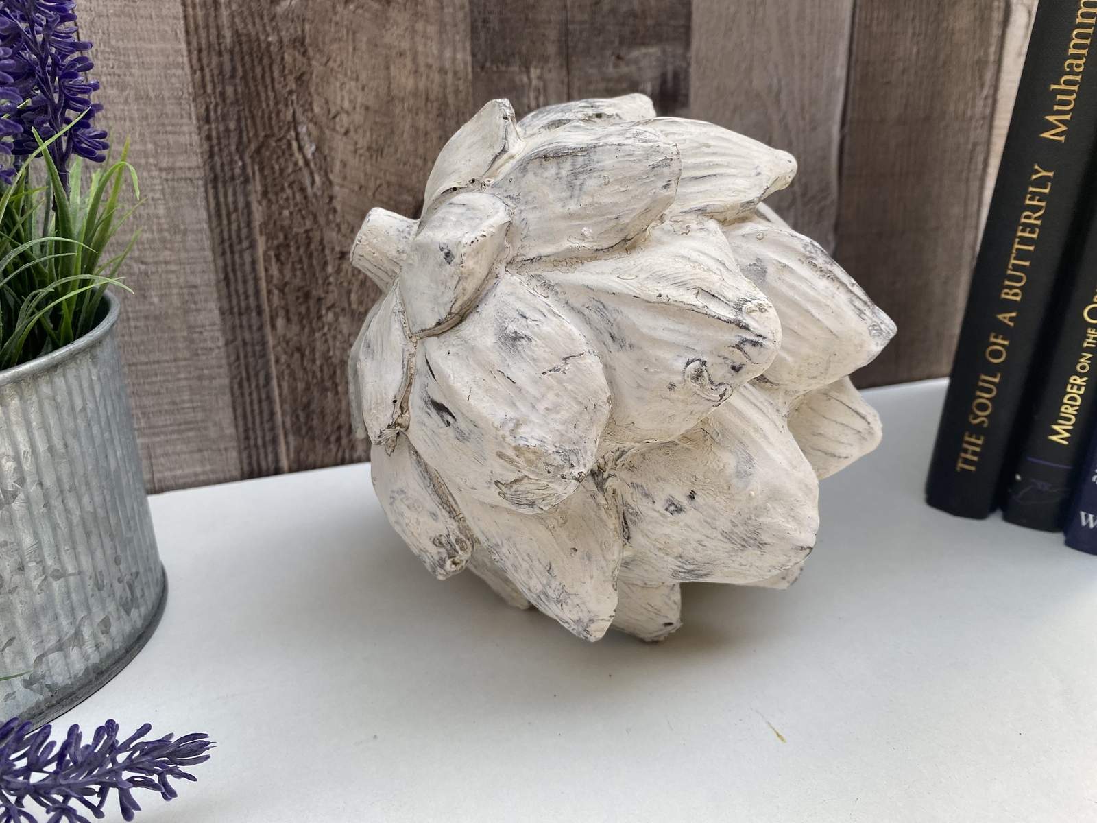 Artichoke Ornament Ceramic Cone Antique White Vintage Decorative Style